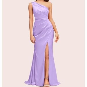 Sexy Soft Satin Side Slit One Shoulder Long Mermaid Bridesmaid Dress